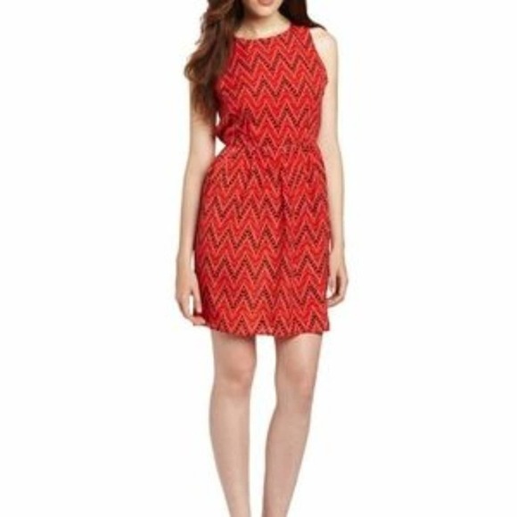 Jack by BB Dakota Red Chevron Cutout Dress M Medium - Picture 6 of 9